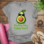 healthy fats happy heart t shirt sport grey