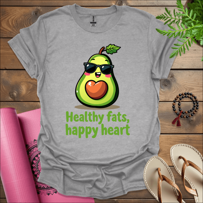 healthy fats happy heart t shirt sport grey