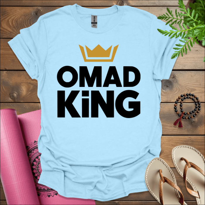 omad king t shirt light blue