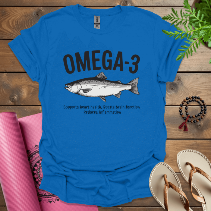 Omega-3 Supports Heart Health,' 'Boosts Brain Function,' and 'Reduces Inflammation T-Shirt