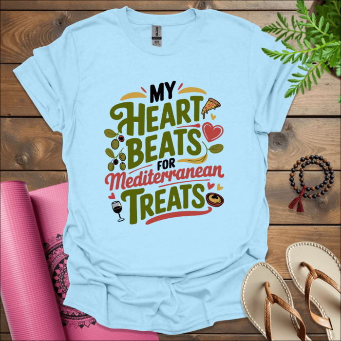 my heart beats for mediterranean treats t shirt light blue