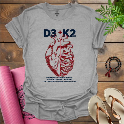 d3 k2 strong bones heart health calcium absorption t shirt sport grey